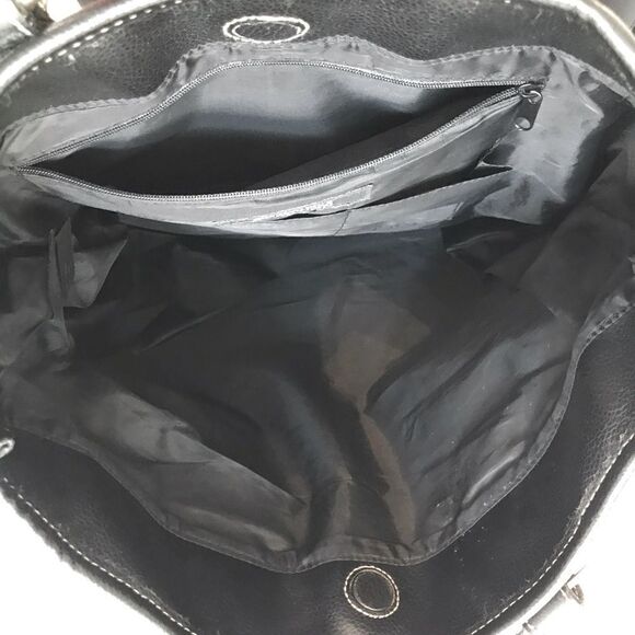 Kenneth Cole Reaction Black Pebbled Leather XL Double Handle Shoulder Tote Bag - Picture 13 of 15